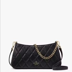 Kate Spade Black Quilted Shoulder Bag with Gold Chain